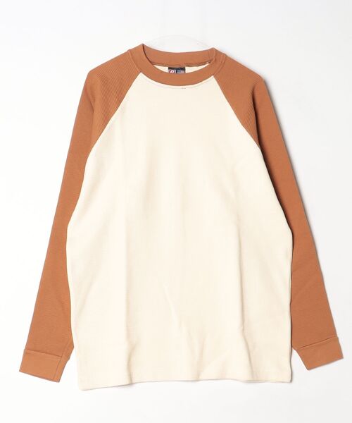 BAY SIDE（ベイサイド）の「【T16】【BAYSIDE/ベイサイド】WAFFLE KNIT THERMAL RAGLAN WITH CUFF A-8211（Tシャツ/カットソー・メンズ・アイボリー/ホワイト・LARGE）」の2枚目の写真