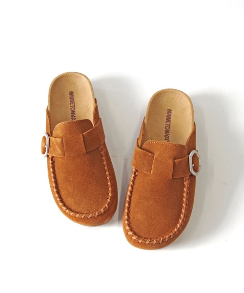 Minnetonka(ミネトンカ)の「MINNETONKA(ミネトンカ) / 本革 スエード クロッグシューズ BUCKLE CLOG(サンダル・レディース・ブラウン/ベージュ・7/6/8/9/5)」の17枚目の写真