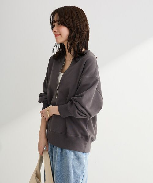 Green　Parks（グリーンパークス）の「ハーフZip裏毛プルオーバー（Tシャツ/カットソー・レディース・チャコールグレー/オレンジ/ホワイト系その他2/ホワイト系その他・FREE）」の19枚目の写真