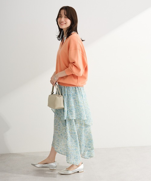 Green　Parks（グリーンパークス）の「ハーフZip裏毛プルオーバー（Tシャツ/カットソー・レディース・チャコールグレー/オレンジ/ホワイト系その他2/ホワイト系その他・FREE）」の6枚目の写真