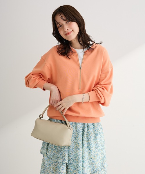 Green　Parks（グリーンパークス）の「ハーフZip裏毛プルオーバー（Tシャツ/カットソー・レディース・チャコールグレー/オレンジ/ホワイト系その他2/ホワイト系その他・FREE）」の8枚目の写真