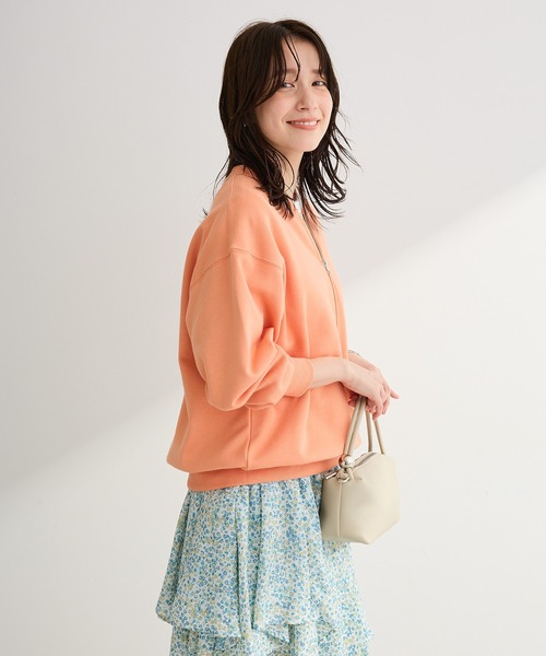 Green　Parks（グリーンパークス）の「ハーフZip裏毛プルオーバー（Tシャツ/カットソー・レディース・チャコールグレー/オレンジ/ホワイト系その他2/ホワイト系その他・FREE）」の9枚目の写真