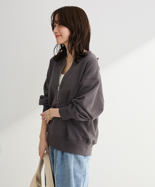 Green　Parks（グリーンパークス）の「ハーフZip裏毛プルオーバー（Tシャツ/カットソー・レディース・チャコールグレー/オレンジ/ホワイト系その他2/ホワイト系その他・FREE）」の18枚目の写真