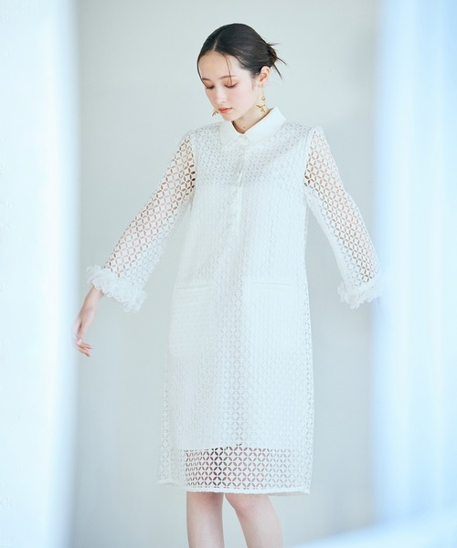 Audie a Muses(オーディアミューズ)の「ラグジュアリーレースワンピース(ワンピース・レディース・ブラック/オフホワイト・38/40/42)」の7枚目の写真