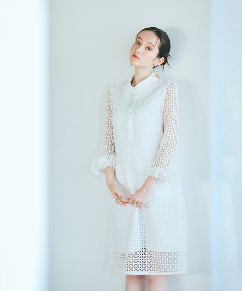 Audie a Muses(オーディアミューズ)の「ラグジュアリーレースワンピース(ワンピース・レディース・ブラック/オフホワイト・38/40/42)」の8枚目の写真