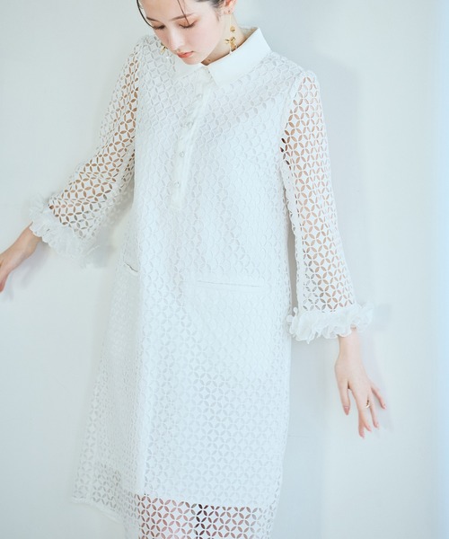 Audie a Muses(オーディアミューズ)の「ラグジュアリーレースワンピース(ワンピース・レディース・ブラック/オフホワイト・38/40/42)」の9枚目の写真