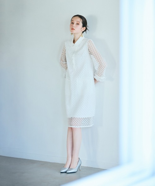 Audie a Muses(オーディアミューズ)の「ラグジュアリーレースワンピース(ワンピース・レディース・ブラック/オフホワイト・38/40/42)」の11枚目の写真