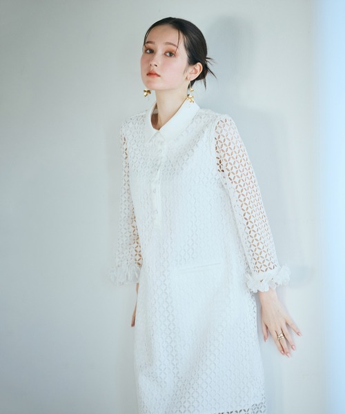 Audie a Muses(オーディアミューズ)の「ラグジュアリーレースワンピース(ワンピース・レディース・ブラック/オフホワイト・38/40/42)」の12枚目の写真