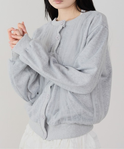 ROOPTOKYO(ループトウキョウ)の「ギャザーデザインシアーブラウスジャケット 冬服(ブルゾン・レディース・グレー/ブラック・FREE)」の2枚目の写真