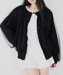 ギャザーデザインシアーブラウスジャケット 冬服