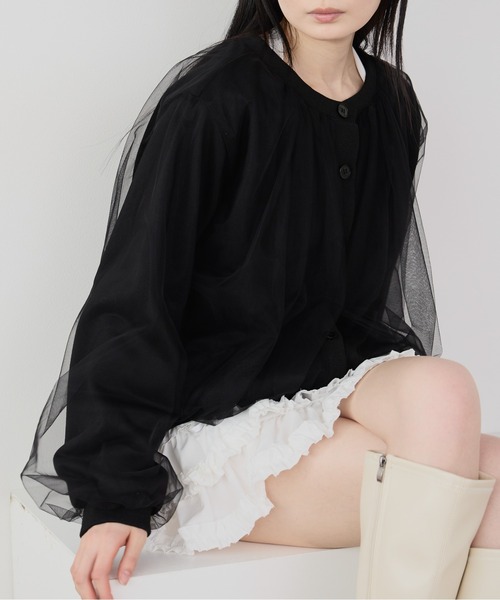 ROOPTOKYO(ループトウキョウ)の「ギャザーデザインシアーブラウスジャケット 冬服(ブルゾン・レディース・グレー/ブラック・FREE)」の20枚目の写真