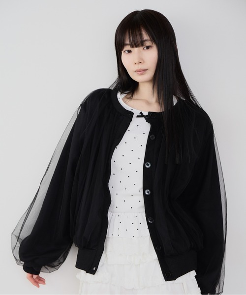 ROOPTOKYO(ループトウキョウ)の「ギャザーデザインシアーブラウスジャケット 冬服(ブルゾン・レディース・グレー/ブラック・FREE)」の14枚目の写真