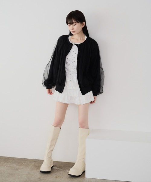 ROOPTOKYO(ループトウキョウ)の「ギャザーデザインシアーブラウスジャケット 冬服(ブルゾン・レディース・グレー/ブラック・FREE)」の15枚目の写真