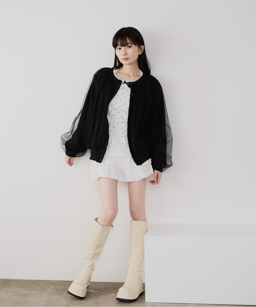 ROOPTOKYO(ループトウキョウ)の「ギャザーデザインシアーブラウスジャケット 冬服(ブルゾン・レディース・グレー/ブラック・FREE)」の16枚目の写真