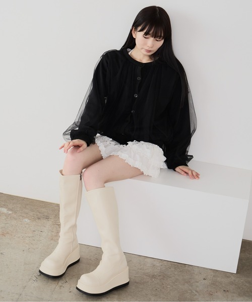ROOPTOKYO(ループトウキョウ)の「ギャザーデザインシアーブラウスジャケット 冬服(ブルゾン・レディース・グレー/ブラック・FREE)」の19枚目の写真