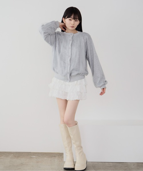 ROOPTOKYO(ループトウキョウ)の「ギャザーデザインシアーブラウスジャケット 冬服(ブルゾン・レディース・グレー/ブラック・FREE)」の8枚目の写真