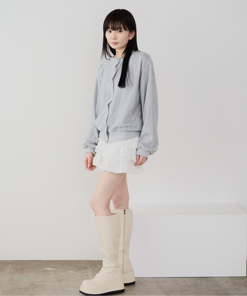 ROOPTOKYO(ループトウキョウ)の「ギャザーデザインシアーブラウスジャケット 冬服(ブルゾン・レディース・グレー/ブラック・FREE)」の4枚目の写真
