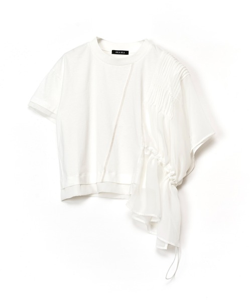 AULA AILA（アウラアイラ）の「ディファレントマテリアルレイヤードＴシャツ（Tシャツ/カットソー・レディース・ホワイト/ライトブルー/ブラック・0）」の20枚目の写真