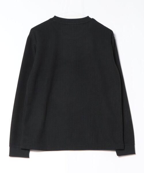 TAKA-Q（タカキュー）の「【インナー ロンＴ】タカキュー ブロックジャガード クルーネック 長袖 Tシャツ（Tシャツ/カットソー・メンズ・ブラック/サックスブルー・MEDIUM/LARGE/X-LARGE）」の3枚目の写真