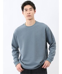 【インナー ロンT】タカキュー ブロックジャガード クルーネック 長袖 Tシャツ