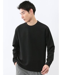 【インナー ロンＴ】タカキュー ブロックジャガード クルーネック 長袖 Tシャツ