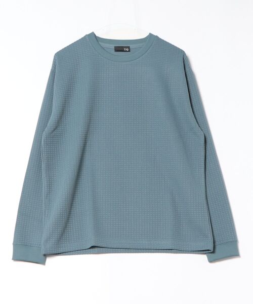 TAKA-Q（タカキュー）の「【インナー ロンＴ】タカキュー ブロックジャガード クルーネック 長袖 Tシャツ（Tシャツ/カットソー・メンズ・ブラック/サックスブルー・MEDIUM/LARGE/X-LARGE）」の12枚目の写真