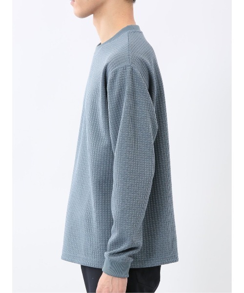 TAKA-Q（タカキュー）の「【インナー ロンＴ】タカキュー ブロックジャガード クルーネック 長袖 Tシャツ（Tシャツ/カットソー・メンズ・ブラック/サックスブルー・MEDIUM/LARGE/X-LARGE）」の14枚目の写真