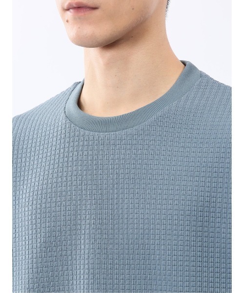 TAKA-Q（タカキュー）の「【インナー ロンＴ】タカキュー ブロックジャガード クルーネック 長袖 Tシャツ（Tシャツ/カットソー・メンズ・ブラック/サックスブルー・MEDIUM/LARGE/X-LARGE）」の16枚目の写真
