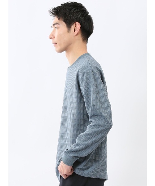 TAKA-Q（タカキュー）の「【インナー ロンＴ】タカキュー ブロックジャガード クルーネック 長袖 Tシャツ（Tシャツ/カットソー・メンズ・ブラック/サックスブルー・MEDIUM/LARGE/X-LARGE）」の18枚目の写真