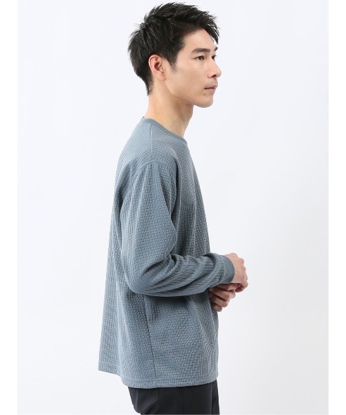 TAKA-Q（タカキュー）の「【インナー ロンＴ】タカキュー ブロックジャガード クルーネック 長袖 Tシャツ（Tシャツ/カットソー・メンズ・ブラック/サックスブルー・MEDIUM/LARGE/X-LARGE）」の20枚目の写真