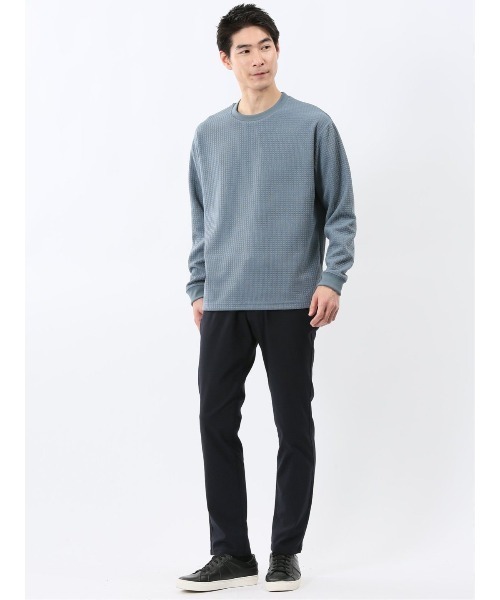 TAKA-Q（タカキュー）の「【インナー ロンＴ】タカキュー ブロックジャガード クルーネック 長袖 Tシャツ（Tシャツ/カットソー・メンズ・ブラック/サックスブルー・MEDIUM/LARGE/X-LARGE）」の21枚目の写真