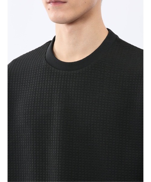 TAKA-Q（タカキュー）の「【インナー ロンＴ】タカキュー ブロックジャガード クルーネック 長袖 Tシャツ（Tシャツ/カットソー・メンズ・ブラック/サックスブルー・MEDIUM/LARGE/X-LARGE）」の6枚目の写真