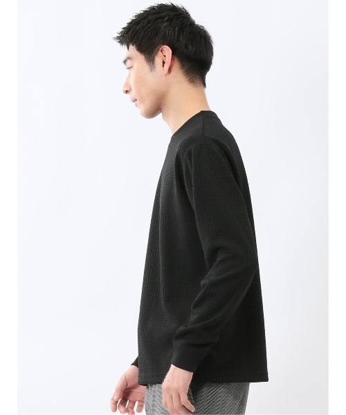 TAKA-Q（タカキュー）の「【インナー ロンＴ】タカキュー ブロックジャガード クルーネック 長袖 Tシャツ（Tシャツ/カットソー・メンズ・ブラック/サックスブルー・MEDIUM/LARGE/X-LARGE）」の8枚目の写真