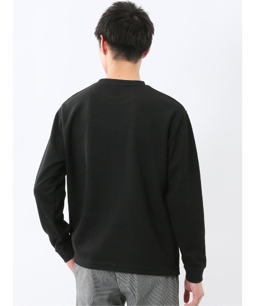 TAKA-Q（タカキュー）の「【インナー ロンＴ】タカキュー ブロックジャガード クルーネック 長袖 Tシャツ（Tシャツ/カットソー・メンズ・ブラック/サックスブルー・MEDIUM/LARGE/X-LARGE）」の9枚目の写真