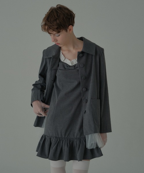 HONEY MI HONEY(ハニーミーハニー)の「pinstripe ribbon mini one-piece(ワンピース・レディース・グレー/ベージュ/ブラック・FREE)」の22枚目の写真