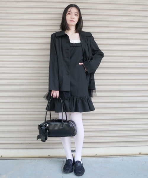 HONEY MI HONEY(ハニーミーハニー)の「pinstripe ribbon mini one-piece(ワンピース・レディース・グレー/ベージュ/ブラック・FREE)」の14枚目の写真