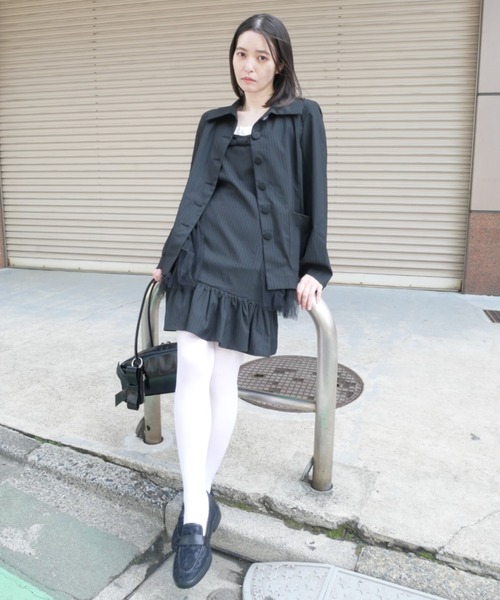 HONEY MI HONEY(ハニーミーハニー)の「pinstripe ribbon mini one-piece(ワンピース・レディース・グレー/ベージュ/ブラック・FREE)」の13枚目の写真