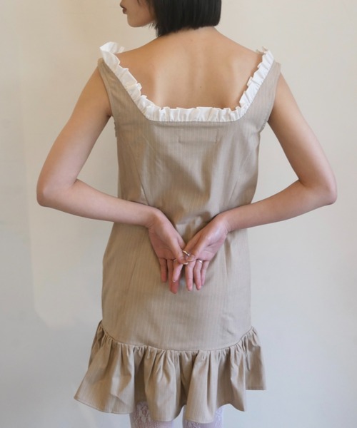 HONEY MI HONEY(ハニーミーハニー)の「pinstripe ribbon mini one-piece(ワンピース・レディース・グレー/ベージュ/ブラック・FREE)」の10枚目の写真