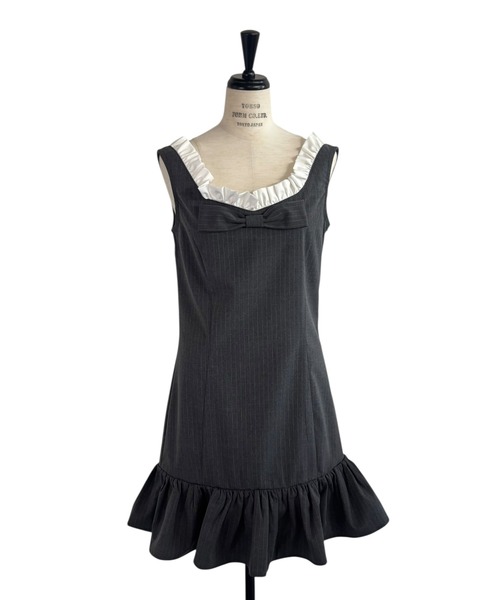 HONEY MI HONEY(ハニーミーハニー)の「pinstripe ribbon mini one-piece(ワンピース・レディース・グレー/ベージュ/ブラック・FREE)」の20枚目の写真
