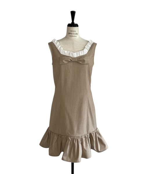 HONEY MI HONEY(ハニーミーハニー)の「pinstripe ribbon mini one-piece(ワンピース・レディース・グレー/ベージュ/ブラック・FREE)」の21枚目の写真
