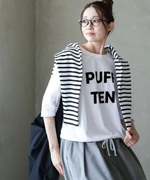 SOLAMONAT（ソラモナ）の「パフ天竺 裾ヒモ5分袖プルオーバー プリント(PUFF TEN)（Tシャツ/カットソー）」