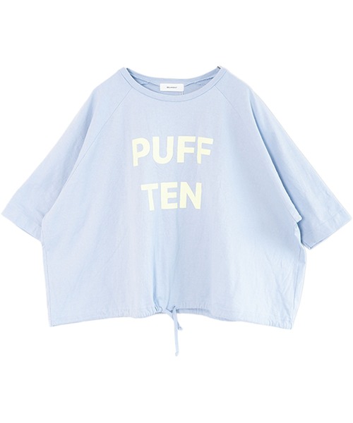 SOLAMONAT(ソラモナ)の「パフ天竺 裾ヒモ5分袖プルオーバー プリント(PUFF TEN)(Tシャツ/カットソー・レディース・ライトブルー/ライトピンク/ホワイト×ブラック/ブラック/ホワイト×ピンク/杢グレー/ホワイト×グレー/キナリ・FREE)」の7枚目の写真