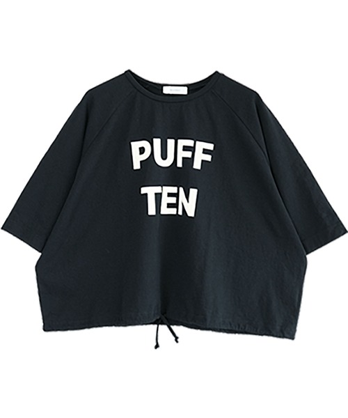 SOLAMONAT(ソラモナ)の「パフ天竺 裾ヒモ5分袖プルオーバー プリント(PUFF TEN)(Tシャツ/カットソー・レディース・ライトブルー/ライトピンク/ホワイト×ブラック/ブラック/ホワイト×ピンク/杢グレー/ホワイト×グレー/キナリ・FREE)」の22枚目の写真