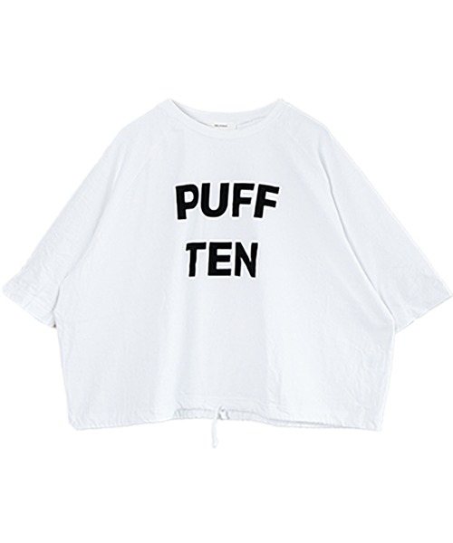 SOLAMONAT(ソラモナ)の「パフ天竺 裾ヒモ5分袖プルオーバー プリント(PUFF TEN)(Tシャツ/カットソー・レディース・ライトブルー/ライトピンク/ホワイト×ブラック/ブラック/ホワイト×ピンク/杢グレー/ホワイト×グレー/キナリ・FREE)」の13枚目の写真