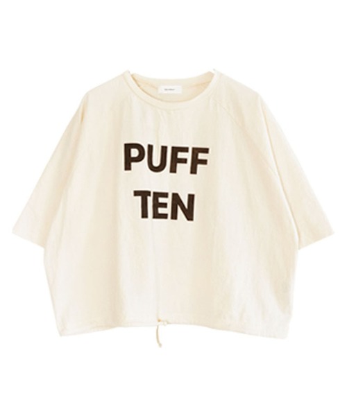 SOLAMONAT(ソラモナ)の「パフ天竺 裾ヒモ5分袖プルオーバー プリント(PUFF TEN)(Tシャツ/カットソー・レディース・ライトブルー/ライトピンク/ホワイト×ブラック/ブラック/ホワイト×ピンク/杢グレー/ホワイト×グレー/キナリ・FREE)」の10枚目の写真