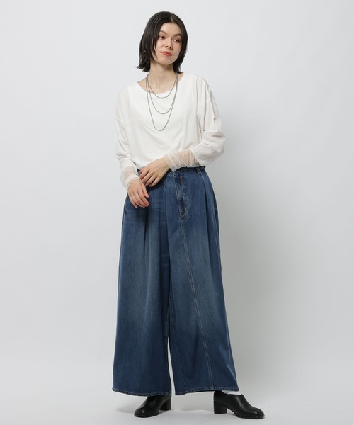 niko and...（ニコアンド）の「シアーチュール切り替えTEE（Tシャツ/カットソー・レディース・グレー/オフホワイト/ブラック・FREE）」の19枚目の写真