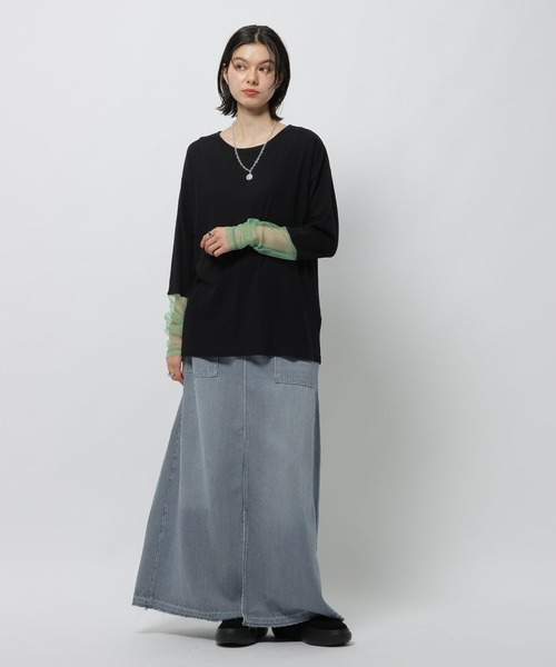 niko and...（ニコアンド）の「シアーチュール切り替えTEE（Tシャツ/カットソー・レディース・グレー/オフホワイト/ブラック・FREE）」の21枚目の写真