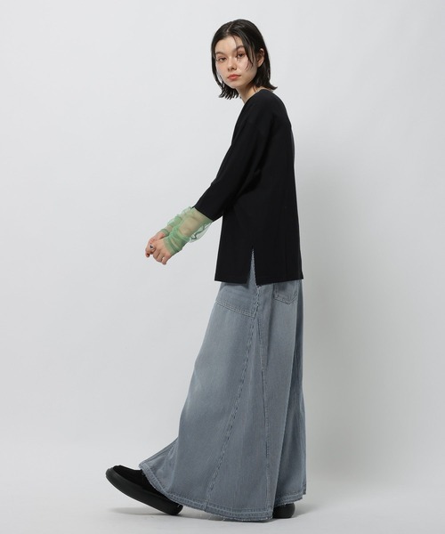 niko and...（ニコアンド）の「シアーチュール切り替えTEE（Tシャツ/カットソー・レディース・グレー/オフホワイト/ブラック・FREE）」の22枚目の写真