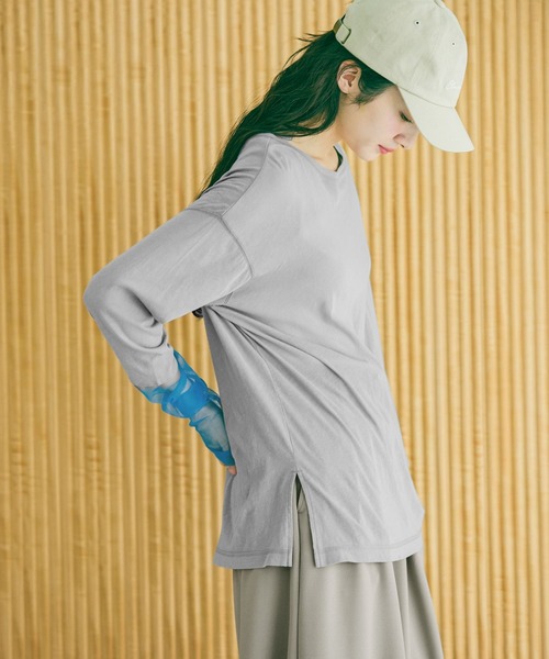 niko and...（ニコアンド）の「シアーチュール切り替えTEE（Tシャツ/カットソー・レディース・グレー/オフホワイト/ブラック・FREE）」の12枚目の写真