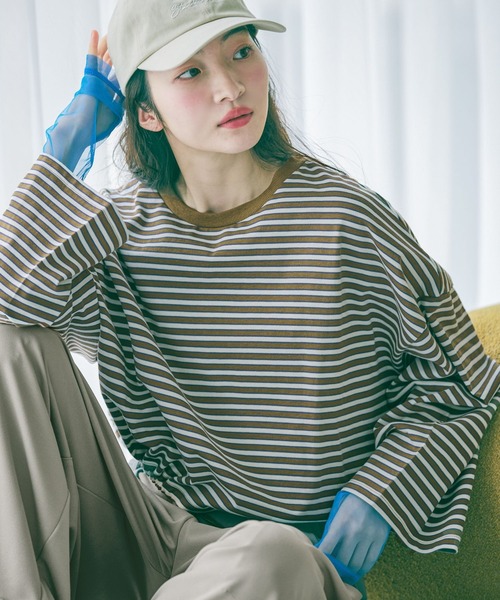 niko and...（ニコアンド）の「シアーチュール切り替えTEE（Tシャツ/カットソー・レディース・グレー/オフホワイト/ブラック・FREE）」の16枚目の写真